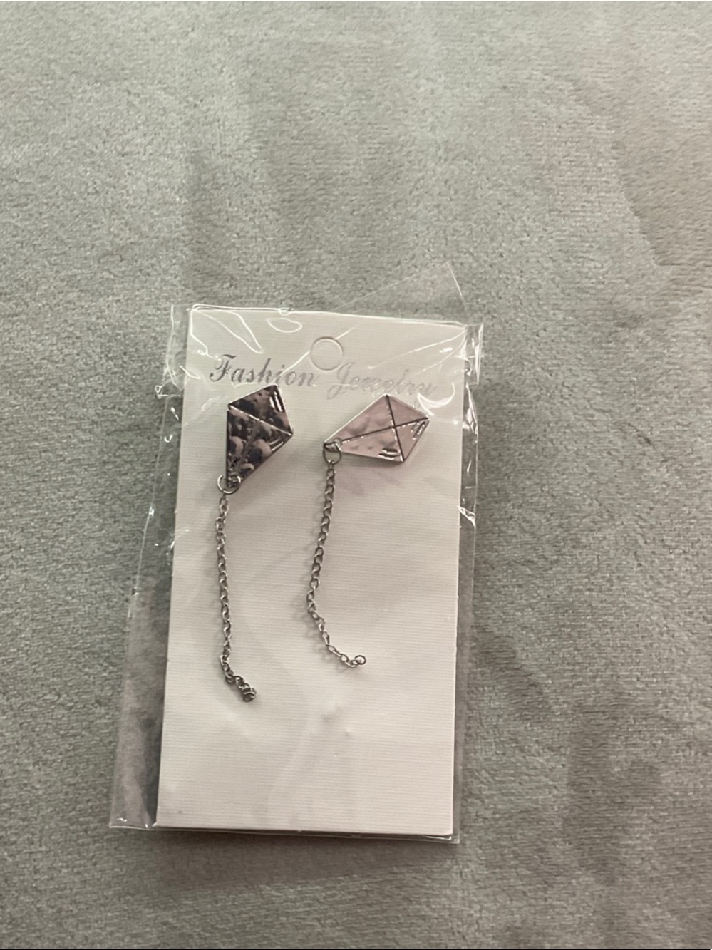 Fashion Jewelry Silver Tone Pink Faceted Geometric Drop Earrings